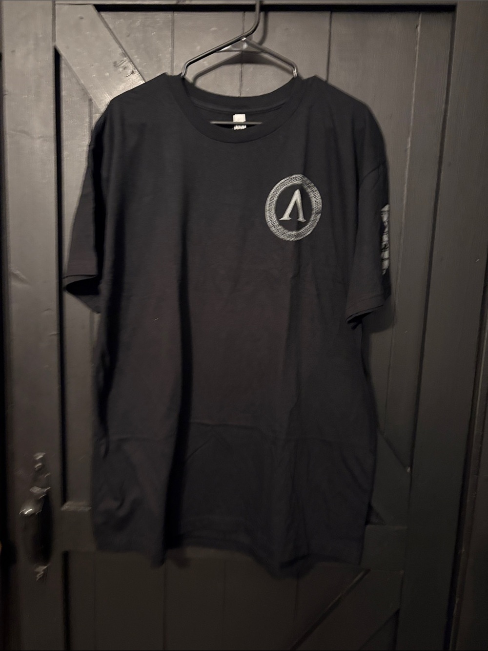 American Apparel Black Short-Sleeve Tee with White Circular Logo